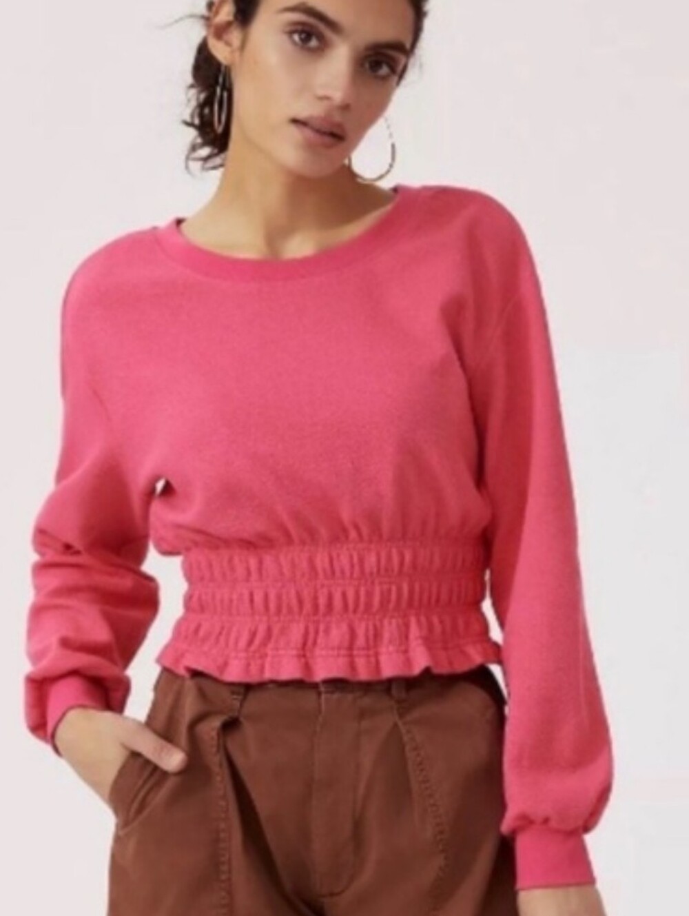 Anthropologie Maeve Smocked Boat Neck Jumper